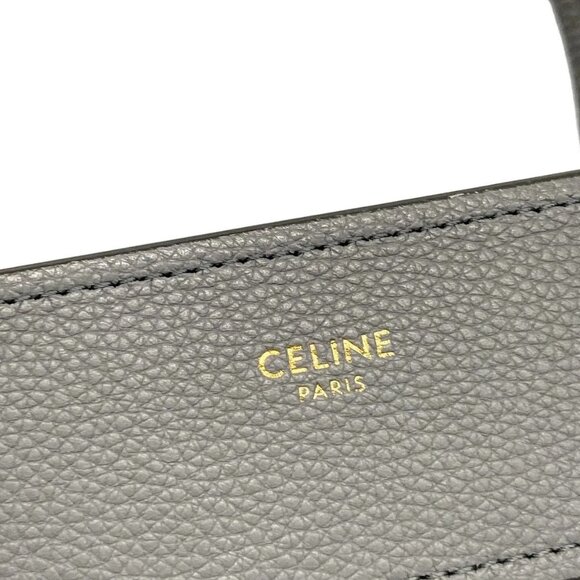 Auth CELINE Luggage Micro Shopper - Gray Leather Handbag - Picture 9 of 15